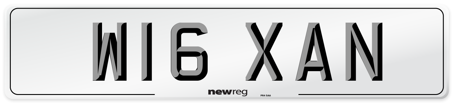 W16 XAN Number Plate from New Reg